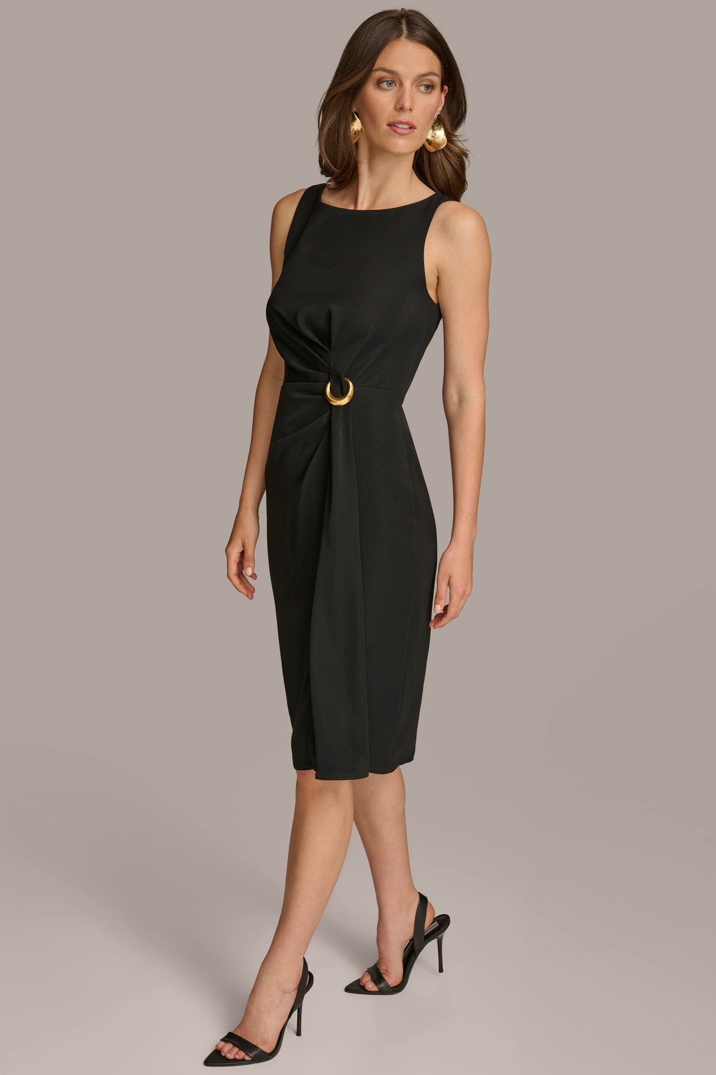 (image for) SOPHISTICATED SHEATH MIDI DRESS WITH GOLD HARDWARE